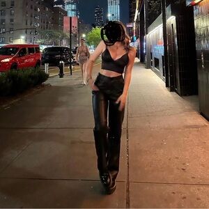 Black Faux Leather Zara Pants